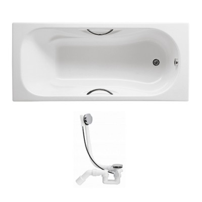 Ванна прямоугольная Roca MALIBU 170*75см, с ручками + VIEGA SIMPLEX сифон для ванны автомат 560мм (285357)