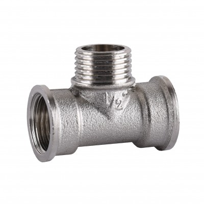 Тройник никель 1/2″Внутренняя х1/2″ Наружная х1/2″Внутренняя А0211А (нк)