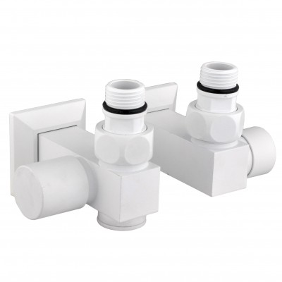 Набор угловых кранов с американкой SOLOMON LUX 1/2″CUBE WHITE 8888_ТЕН