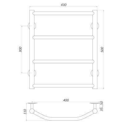 Полотенцесушитель UNIO LT W 500-400-4 Лесенка Трапеция вода Полотенцесушитель UNIO LT W 500-400-4 Лесенка Трапеция вода