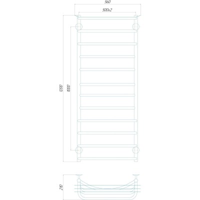 Полотенцесушитель UNIO Zp W 1200-500-12 Зета с полкой вода