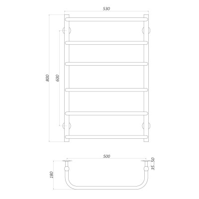 Полотенцесушитель UNIO LS W 800-500-6 Лесенка Скоба вода
