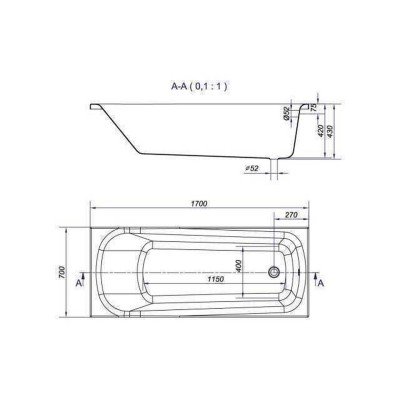 Ванна акриловая Cersanit NAO 170x70 см