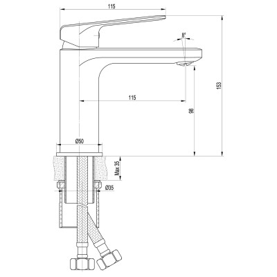 Смеситель для умывальника TOPAZ ODISS TO 18221-H52-WW Смеситель для умывальника TOPAZ ODISS TO 18221-H52-WW