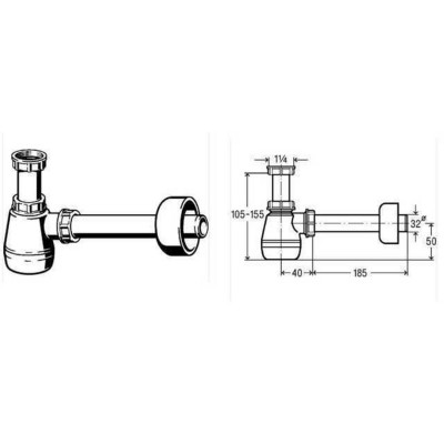 Сифон для біде VIEGA 1 1/4″х1 1/4″ пластик бутыл. б/г 120337