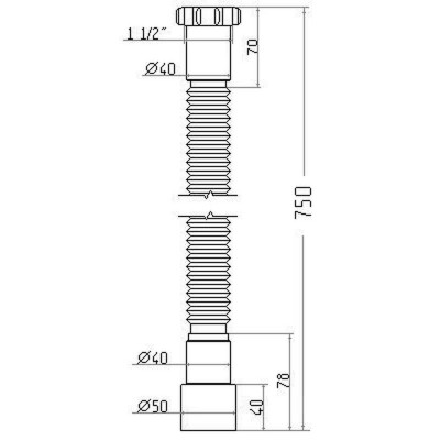 Гибкая труба Waterstal АС-1013 1 1/2″х40/50 с гайкой, 750мм