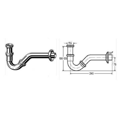 Сифон для биде VIEGA 1 1/4″х1 1/4″ хром трубный 103781