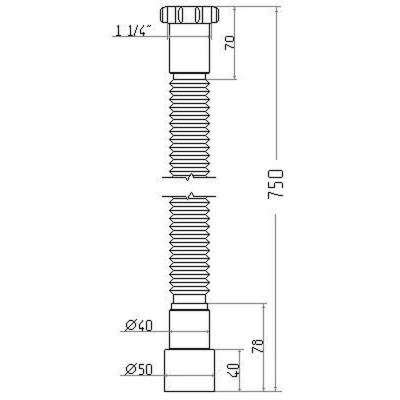 Гибкая труба Waterstal АС-1015  1 1/4″х40/50 с гайкой, 750мм