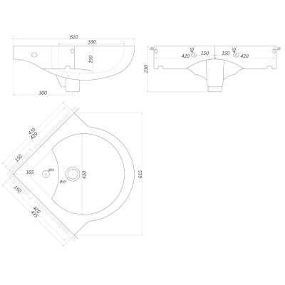 Умывальник угловой 60 см Днепрокерамика Умывальник угловой 60 см Днепрокерамика
