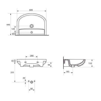 Умывальник мебельный Cersanit ARTECO 60 Умывальник мебельный Cersanit ARTECO 60