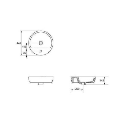 Умывальник на столешницу Cersanit CASPIA 44 круглый Умывальник на столешницу Cersanit CASPIA 44 круглый
