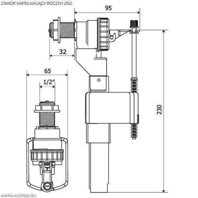 Клапан заполнения K.K.POL ZN2/102- 1/2" МО, бок. латунь