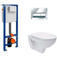 Комплект инсталляции CET Cersanit B206 AQUA 02 MECH + унитаз DELFI крышка с микролифтом + кнопка PRESTO (хром блеск)