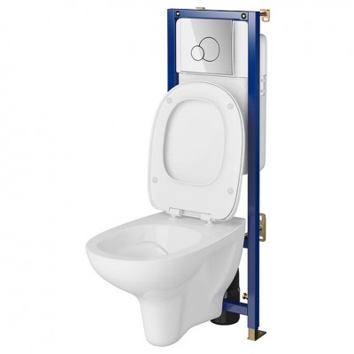 Комплект инсталляции CET Cersanit В599 TECH LINE BASE + унитаз ARTECO CLEAN ON (сиденье полипропилен с микролифтом) + кнопка BASE СIRCLE хром Комплект инсталляции CET Cersanit В599 TECH LINE BASE + унитаз ARTECO CLEAN ON (сиденье полипропилен с микролифтом) + кнопка BASE СIRCLE хром