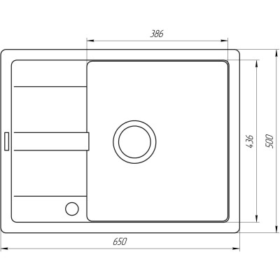 Гранитная мойка Globus Lux ONE черный металлик 650х500мм-А0001