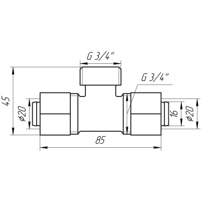 Тройник с наружной резьбой APE ITALY 733 L 20х3/4"x20