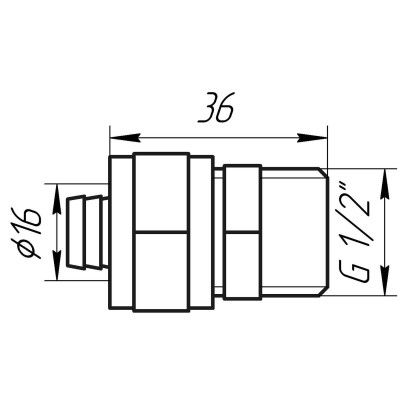 Муфта с наружной резьбой APE ITALY 701 L 1/2"х16