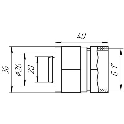 Муфта с внутренней резьбой APE ITALY 702 L 1"x26 Муфта с внутренней резьбой APE ITALY 702 L 1"x26
