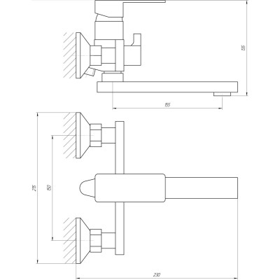 Смеситель для ванны Globus Lux Milano GLM-0102N-11-GRAPHITE