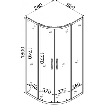 Душевая кабина полукруглая без поддона WISLA N90GB BRAVO
