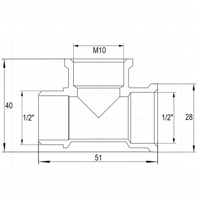 Тройник для датчика температуры никелированный VA 1/2″ВР х М10 х 1/2″НР штампованный усил.А0202А(нк)