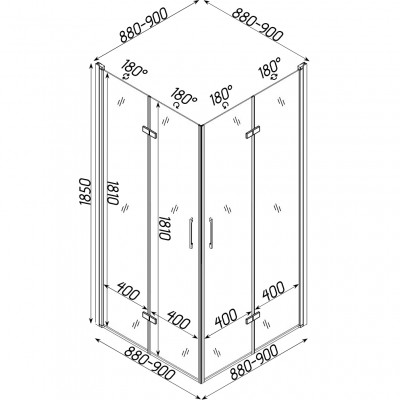 Душевая кабина квадратная без поддона BRAVO PANEW N90TC