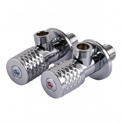 Комплект кранов угловых керамика PROFESSIONAL EXCLUSIVE 1/2”X1/2” 9999 CHROME