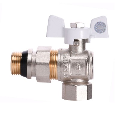 Кран шаровый угловой с американкой Q PROFESSIONAL QP004 PN40 1/2" антипротечка, Белая бабочка Кран шаровый угловой с американкой Q PROFESSIONAL QP004 PN40 1/2" антипротечка, Белая бабочка