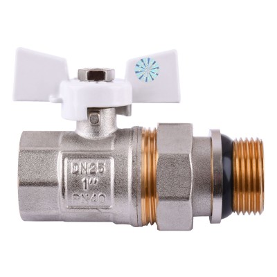 Кран шаровый прямой с американкой Q PROFESSIONAL QP003 PN40 1" антипротечка, Белая бабочка Кран шаровый прямой с американкой Q PROFESSIONAL QP003 PN40 1" антипротечка, Белая бабочка