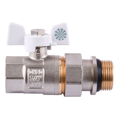 Кран шаровый прямой с американкой Q PROFESSIONAL QP003 PN40 3/4" антипротечка, Белая бабочка Кран шаровый прямой с американкой Q PROFESSIONAL QP003 PN40 3/4" антипротечка, Белая бабочка