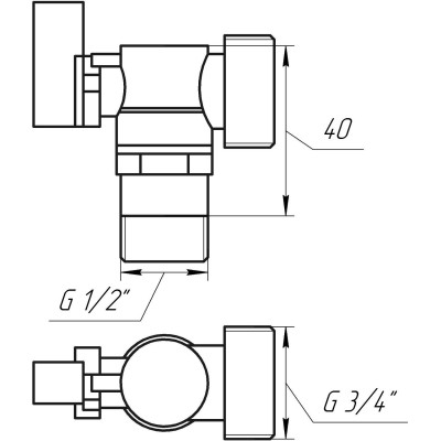 Кран шаровый угловой для стиральной машины SOLOMON 1/2"х3/4" A7172