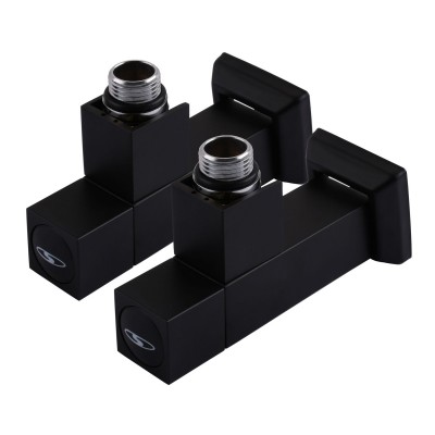 Набор Кран полуоборотный угловой с американкой SOLOMON LUX 1/2" CUBE BLACK 8888 (2шт.)