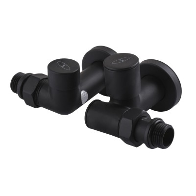 Набор Кран вентильный угловой с американкой SOLOMON LUX 1/2"  7777 TEN (2шт.) BLACK