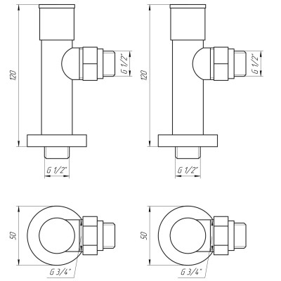 Набор Кран вентильный угловой с американкой SOLOMON LUX 1/2" 7777 (2шт.) WHITE Набор Кран вентильный угловой с американкой SOLOMON LUX 1/2" 7777 (2шт.) WHITE
