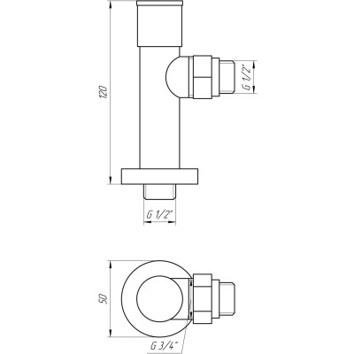 Кран вентильный угловой с американкой  SOLOMON LUX 1/2" CHROM 7777 (2шт.КОМПЛЕКТ)