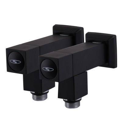 Набор Кран полуоборотный угловой с американкой SOLOMON LUX 1/2" CUBE BLACK 8888 (2шт.) Набор Кран полуоборотный угловой с американкой SOLOMON LUX 1/2" CUBE BLACK 8888 (2шт.)