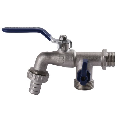 Кран SELBA шаровый поливочный двойной 1/2"x3/4"x3/4" SL4086