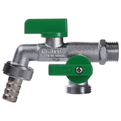 Кран шаровый поливочный двойной ARCO 1/2"x3/4"x3/4" 00472 Кран шаровый поливочный двойной ARCO 1/2"x3/4"x3/4" 00472