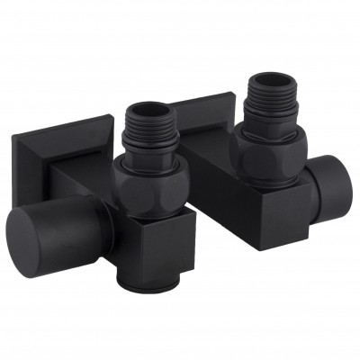 Набор угловых кранов с американкой SOLOMON LUX 1/2″CUBE BLACK 8888_ТЕН