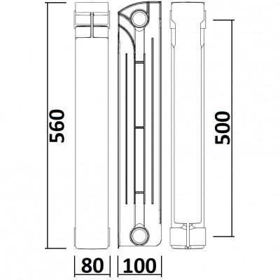 Радиатор биметаллический секционный QUEEN THERM 500/100 (кратно 10)