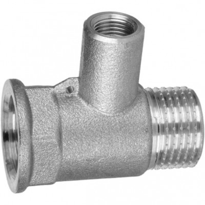 Тройник для датчика температуры никелированный VA 1/2″ВР х М10 х 1/2″НР штампованный усил.А0202А(нк)