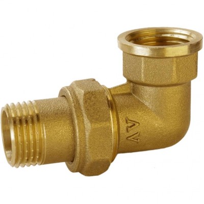 Сгон американка угловая латунная VA 1/2″ВР х 1/2″НР (штампованная с резиновой прокладкой) Б0838А