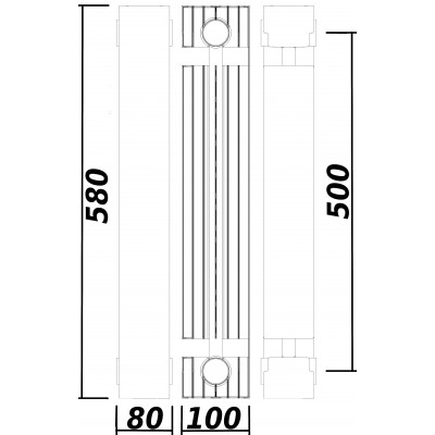 Радиатор биметаллический секционный QUEEN THERM 500/100 UNIVERSAL (кратно 10)