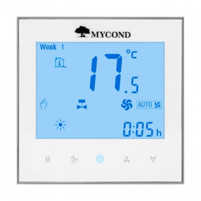 Термостат квадратный сенсорный TEPLOWATT (белый LCD 2 канала AC220V Wi-Fi /MС-TRF-B2F-W-4 MYCOND/)