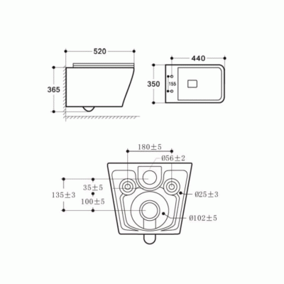 Чаша подвесного унитаза Rimless с сиденьем, функц. биде и смесителем ASIGNATURA Simple Line 37872805