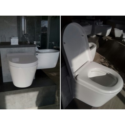 Чаша подвесного унитаза Rimless с сиденьем NEWARC белый Life 9823W Чаша подвесного унитаза Rimless с сиденьем NEWARC белый Life 9823W