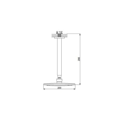 Верхний душ NEWARC (200 мм) с держателем потолочным (200 мм) Premium 470592 Верхний душ NEWARC (200 мм) с держателем потолочным (200 мм) Premium 470592