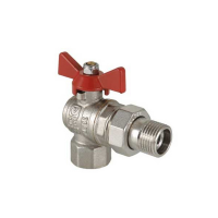 Кран с американкой СК 3/4" красный угловой