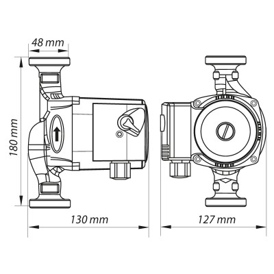 Насос циркуляционный центробежный KOER KP.GRS-25/4-180 (с гайками, кабелем и вилкой) (KP0248)