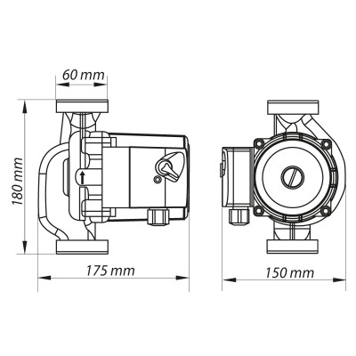 Насос циркуляционный центробежный KOER KP.GRS-32/8-180 (с гайками, кабелем и вилкой) (KP0252)